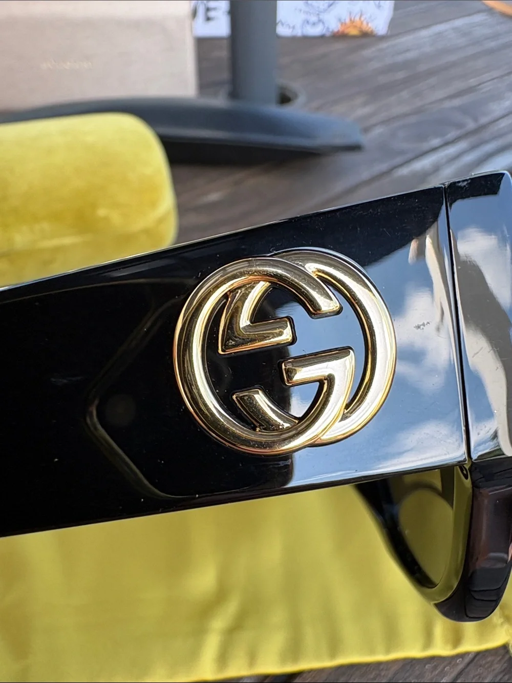 Gucci Black Oversized Square Sunglasses with Dark Lenses